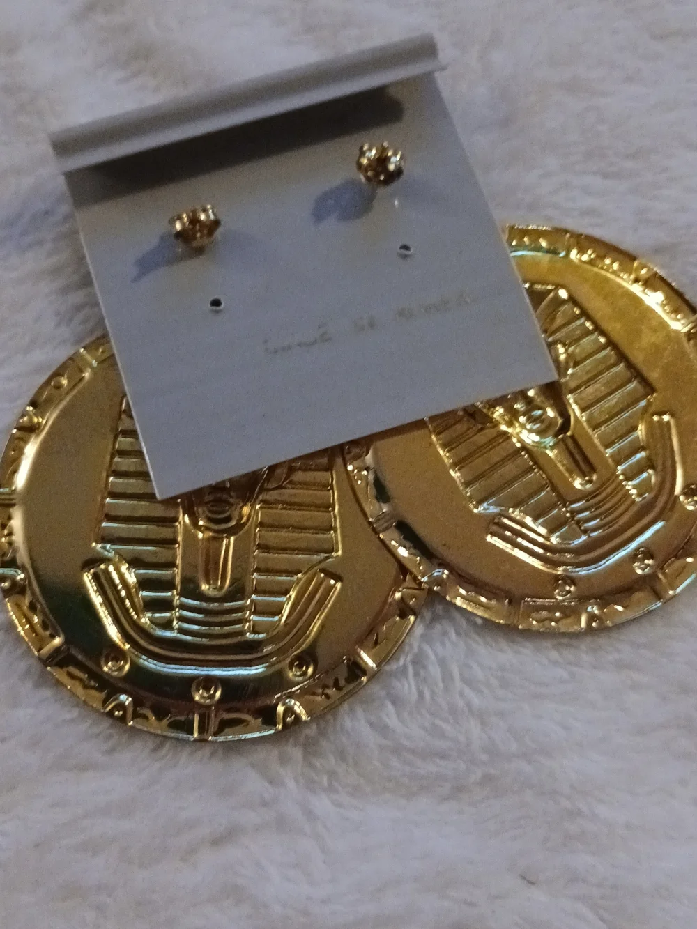 PHAROAH Medallion Drop Earrings [GOLD TONE] - Big Statement Pieces! NEW ON CARD